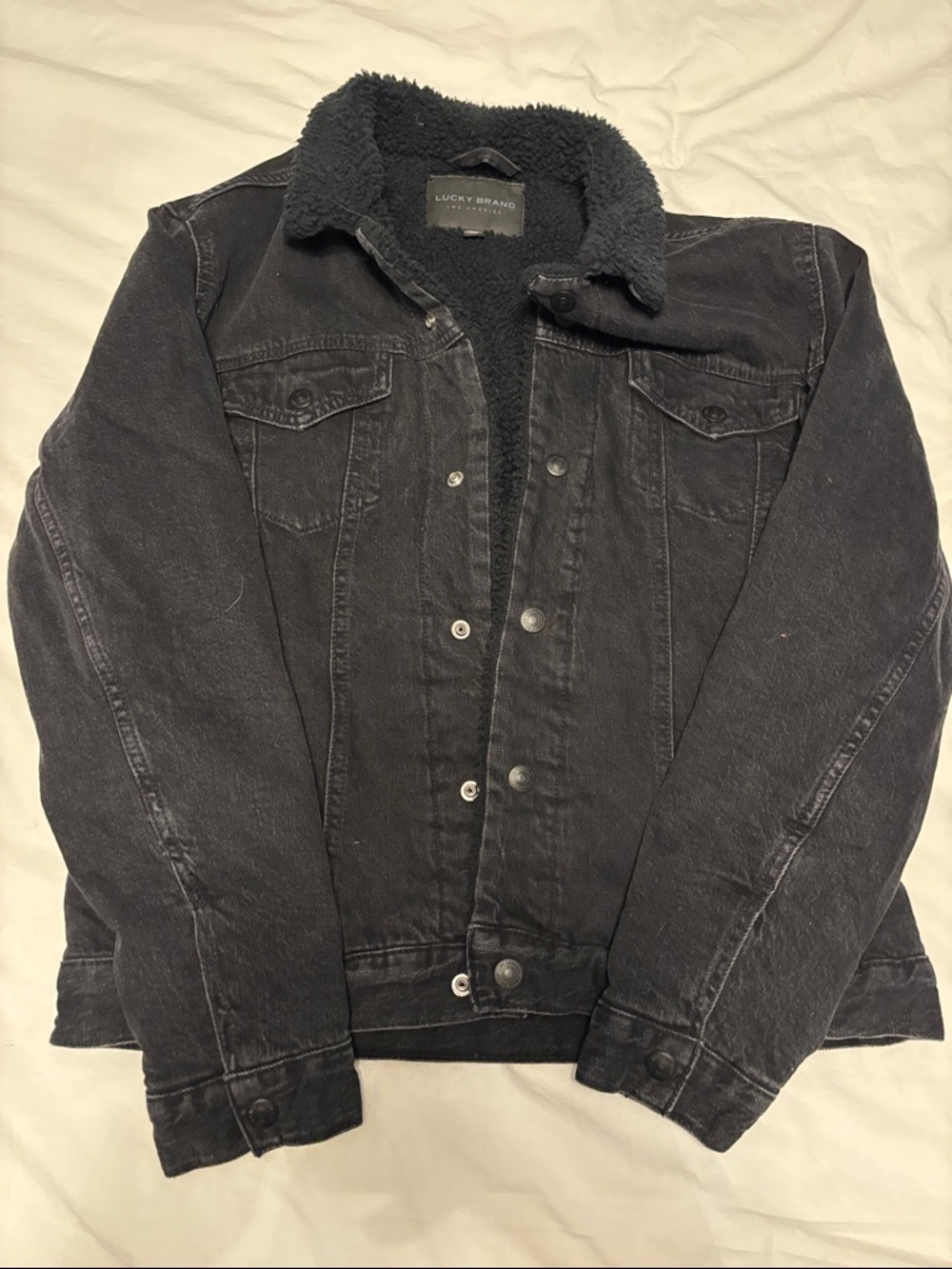Lucky Brand Black Sherpa-Lined Denim Jacket